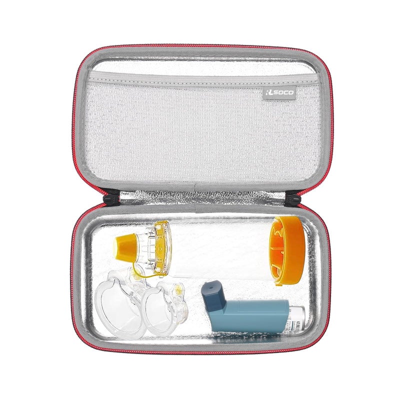 RLSOCO Carrying Case for Asthma Inhaler for Kids and AdultsInhaler Spacer Travel Bag for DeviceMask and Other Accessories Black Case Only